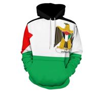 SMBHIAON Sweat À Capuche Unisexe pour Homme Et Femme - Sweat-Shirt À Manches Longues avec Imprimé Drapeau De La Drapeau National Palestinien, Grande Taille pour Le Printemps