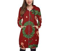 SMBHIAON Sweats A Capuche Femme Zippé Motif Couronne De Noël Décontracté Manche Longue Veste De Sport Femme Chic Grande Taille S-5Xl Automne Hiver Cordon Ample Hoodies avec Poches