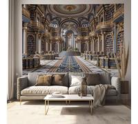 SMBHIAON Tapisserie Murale Bibliothèque Classique Européenne Tenture Murale - 150L X 100L Cm Couverture Murales Style Baroque Luxueux Tapisseries Decoration Pour Maison Salon Chambre Dortoir, Or Bleu