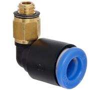 SMC KQ Series PBT Push-to-Connect, coude à 90 degrés, tube OD de 12 mm x filetage UNI mâle, noir