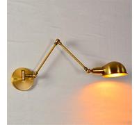SMCCYYSD Applique Murale Industrielle rétro en Laiton brossé Antique, Bras articulé réglable, Double tête (culot E27), Lampe en métal pour Cuisine, Bar, Chambre ou Couloir.