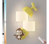 SMCCYYSD Applique Murale LED Singe - Lampe de Chambre d'enfant à intensité Variable avec télécommande, 18 W, Applique décorative intérieure en résine 3D en Forme d'animal, idéale pour Les c