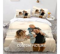 SMchwbc Parure de lit personnalisée avec nom de photo, parure de lit individuelle personnalisée, avec nom, housse de couette en microfibre et taie d'oreiller pour la famille (220 x 240 cm, 1)