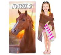 SMchwbc Serviette Cheval Serviette de Bain Enfant avec nom, Serviette de Plage Serviette Enfant personnalisée 140x70cm, Serviette de Plage Cheval Microfibre Grande 100x200cm (1,100 x 200 cm)