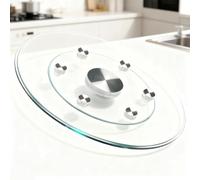 SMCMGECEUZ 100cm Plateau Tournant En Verre Plateau De Service Rotatif Pour Table À Manger, Rond Plateau Rotatif Plateaus Pivotant À Rotation Avec Silencieux Base(70 cm(28in))