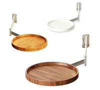 SMCMGECEUZ 28cm Table Pliante Murale Rond Bureau Flottant avec Support, Table Murale Rabattable Table De Chevet Pliable pour Chambre Salon ÉTude(Natural Wood)