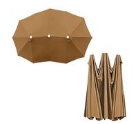 SMCMGECEUZ Auvent De Remplacement pour Parasol Double 460x270cm Toile De Rechange pour Parasol Double 12 Baleines Housse De Rechange pour Parasol(Khaki)