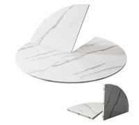 SMCMGECEUZ Plateau De Table Rond Pliable en Bois 120 130 140 170 180cm Plateau De Table De Remplacement Gain De Place pour Cuisine Restaurants(Stone Pattern,150cm/59in)