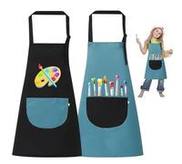 Smdbzda 2 Pièces Tablier Peinture Enfant, Réglables Kids Tablier, Tablier Enfants avec Poches, Tablier Peinture Enfant Imperméable, Tablier Enfant, Pour Garçons Filles, Poterie, Peinture, Cuisine (A)