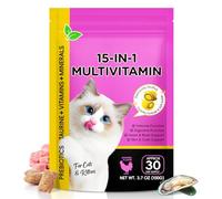 Smddx 15in1 Snack vitaminé pour Chat 100g - avec Taurine, Omega-3, Pré biotiques & Moule à lèvres Vertes - Soutient l’immunité, Le cœur, Les articulations et la Digestion