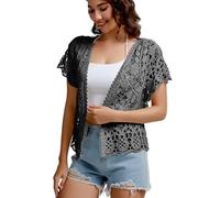 SMDPPWDBB Boléro à manches courtes en dentelle pour femme, noir, Taille L