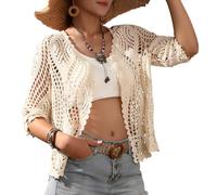 SMDPPWDBB Boléro à manches mi-longues pour femme en crochet et dentelle - - Taille Unique