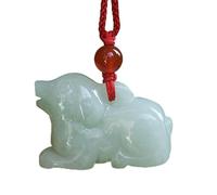 SMDSAZ Collier avec pendentif signe du zodiaque chinois émeraude naturelle sculpté à la main pour homme et femme, Sheep, Gemme, Jade