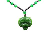 SMDSAZ Collier avec pendentif tête de tigre en jade vert naturel, breloque chinoise sculptée en jadéite, bijoux tendance pour homme et femme, cadeau porte-bonheur