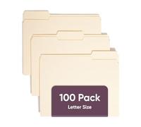 Smead 10381 Lot de 100 classeurs avec onglet 1/3 coupe Format lettre Manille