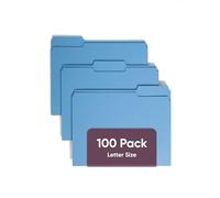 Smead File Folders 1/3 Cut Single de Ply Tab Blue (100) Plastic Blue Folder - Folders (Plastic, Blue, Letter, 296 mm, 241 mm)