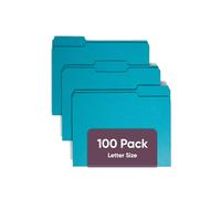 Smead File Folders 1/3 Cut Single-Ply Tab Teal (100) Plastique Turquoise Letter - Fichiers (Plastique, Turquoise, Letter, 296 mm, 241 mm, 100 pièce(s))