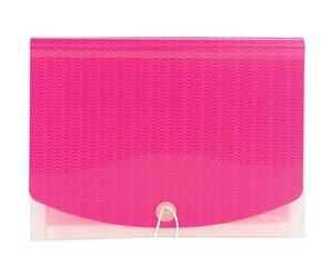 Smead Trieur extensible en poly, 12 pièces, rabat et cordon de fermeture, format lettre, motif vague rose/transparent (70864)