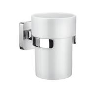 Smedbo Ice Porte-gobelet - avec verre - carré - chrome/porcelaine OK343P