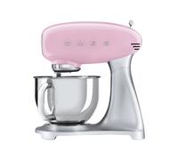 Smeg, Robot Pâtissier SMF02PKEU, 10 Niveaux de Vitesse, Fonction Mise en Marche Progressive, Bol 4,8 L, Verrouillage Moteur de Sécurité, Batteur Plat, Crochet et Couvercle Fournis, 800W, Rose