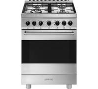 SMEG B61GMX2 Cuisine À Gaz 60CM 4 Brûleurs Four Électrique 70L Acier Inox CE A