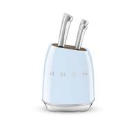 Smeg, Bloc de Couteaux KBSF02PB, 6 Couteaux Inclus en Acier Inoxydable, Corps de Bloc en Acier Inoxydable et Fente pour Couteau en Bois d’Acacia, Bleu Azul