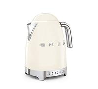 Smeg, Bouilloire à Température Variable KLF04CREU 1,7 L, Plusieurs Température, Filtre Anticalcaire Lavable, Arrêt Automatique de Sécurité, Indicateur de Niveau d'Eau, Enrouleur de Câble, 2400W, Crème
