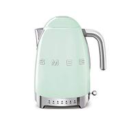 Smeg, Bouilloire à Température Variable KLF04PGEU 1,7 L, Plusieurs Température, Filtre Anticalcaire Lavable, Arrêt Automatique de Sécurité, Indicateur de Niveau d'Eau, Range Câble, 2400W, Vert d'Eau