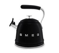 Smeg, Bouilloire Sifflante WKF01BL, en Acier Inoxydable, Capacité 2,3 L, Couvercle Amovible et Bec Doseur, Compatible avec Induction, Noir