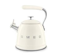 Smeg, Bouilloire SIfflante WKF01CR, en Acier Inoxydable, Capacité 2,3 L, Couvercle Amovible et Bec Doseur, Compatible avec Induction, Crème