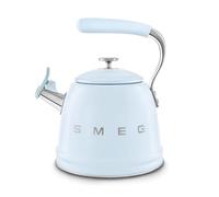 Smeg, Bouilloire Sifflante WKF01PB, en Acier Inoxydable, Capacité 2,3 L, Couvercle Amovible et Bec Doseur, Compatible avec Induction, Bleu Azur