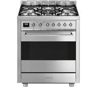 Smeg Classica C7GPX9 - Cuisinière - pose libre - largeur : 70 cm - profondeur : 60 cm - hauteur : 90 cm - avec système auto-nettoyant - acier inoxydable Inox G