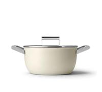 Smeg Casserole CSF2412CRM 24 cm anti-adhésive céramique sans PFAS avec couvercle crème mat