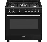 Smeg Cuisinière indépendante CX91GMBL 90 cm 5 brûleurs (1×4 kW) Four multifonction Noir