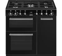 Smeg Concert CX93GMBL Cuisinière double combustible 3 cavités Noir 90 cm