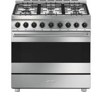 Smeg Cuisinière B91GMX2 90 cm - Four ventilé Acier inox - 6 feux gaz