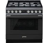 Smeg Elite Portofino CPF9GPAN - Cuisinière - pose libre - largeur : 89.8 cm - profondeur : 60 cm - hauteur : 89 cm - avec système auto-nettoyant - classe A+ - anthracite Anthracite G