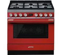 Smeg Elite Portofino CPF9GPR - Cuisinière - pose libre - largeur : 89.8 cm - profondeur : 60 cm - hauteur : 89 cm - avec système auto-nettoyant rouge Rouge G