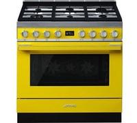 Smeg Elite Portofino CPF9GPYW - Cuisinière - pose libre - largeur : 89.8 cm - profondeur : 60 cm - hauteur : 89 cm - avec système auto-nettoyant - classe A+ - jaune Jaune G