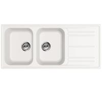 SMEG Évier LZ116B 2 bacs avec égouttoir Dimensions 116 x 50 cm Couleur Blanc Série Rigae