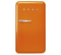 Smeg, FAB10ROR6 Réfrigérateur Table Top Vintage 1 Porte, 122L, Charnières à Droite, Froid Statique, Congélateur 17L, 1 Clayette Réglable, 1 Bac Légumes et Éclairage LED, H 97cm, Orange