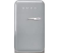 Smeg, FAB5LSV5 Réfrigérateur Minibar Vintage une Porte, 34L, Charnières à Gauche, Froid Statique, 2 Clayettes Réglables, Porte-Bouteilles et Éclairage LED, H 72,5cm, Gris Argent
