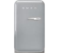 Smeg, FAB5LSV6 Réfrigérateur Minibar Vintage une Porte, 34L, Charnières à Gauche, Froid Statique, 2 Clayettes Réglables, Porte-Bouteilles et Éclairage LED, H 72,5cm, Gris Argent