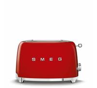 Smeg, Grille-pain 2 Tranches TSF01RDEU, 2 Fentes 36 mm, 6 Niveaux de Brunissage, Fonction Chauffage, Décongélation et Bagel, Éjection Automatique du Pain, Ramasse Miettes, 950 W, Rouge