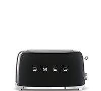 Smeg, Grille-pain 4 Tranches TSF02BLEU, 2 Fentes 36 mm, 6 Niveaux de Brunissage, Fonction Chauffage, Décongélation et Bagel, Éjection Automatique du Pain, Ramasse Miettes, 1500 W, Noir