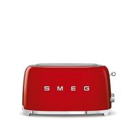 Smeg, Grille-pain 4 Tranches TSF02RDEU, 2 Fentes 36 mm, 6 Niveaux de Brunissage, Fonction Chauffage, Décongélation et Bagel, Éjection Automatique du Pain, Ramasse Miettes, 1500 W, Rouge