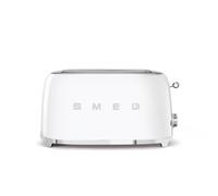 Smeg, Grille-pain 4 Tranches TSF02WHEU, 2 Fentes 36 mm, 6 Niveaux de Brunissage, Fonction Chauffage, Décongélation et Bagel, Éjection Automatique du Pain, Ramasse Miettes, 1500 W, Blanc
