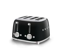 Smeg, Grille-pain 4 Tranches TSF03BLEU, 4 Fentes 36 mm, 6 Niveaux de Brunissage, Fonction Chauffage, Décongélation et Bagel, Éjection Automatique du Pain, 2 Ramasse Miettes, 2000 W, Noir