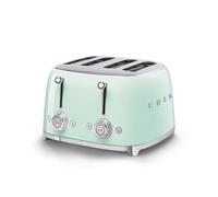 Smeg, Grille-pain 4 Tranches TSF03PGEU, 4 Fentes 36 mm, 6 Niveaux de Brunissage, Fonction Chauffage, Décongélation et Bagel, Éjection Automatique du Pain, 2 Ramasse Miettes, 2000 W, Vert Pastel