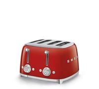 Smeg, Grille-pain 4 Tranches TSF03RDEU, 4 Fentes 36 mm, 6 Niveaux de Brunissage, Fonction Chauffage, Décongélation et Bagel, Éjection Automatique du Pain, 2 Ramasse Miettes, 2000 W, Rouge